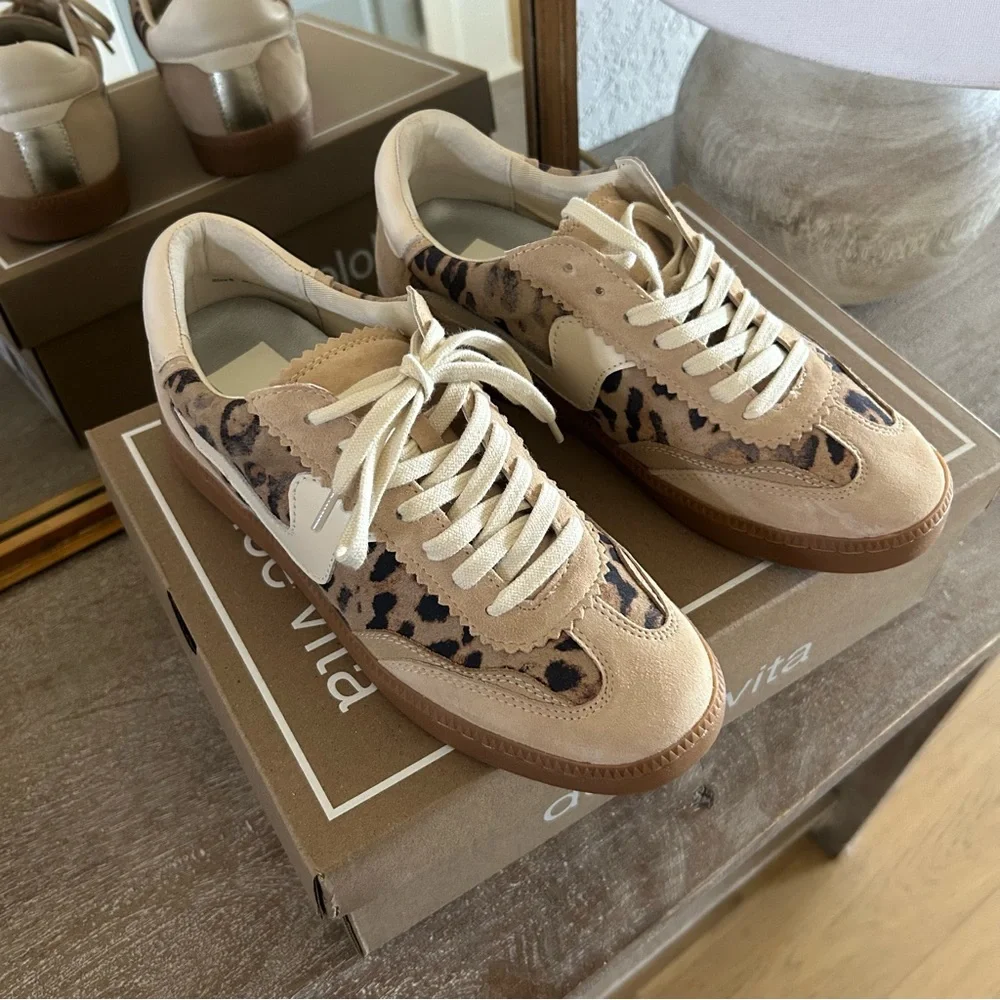 New Dolce Vita Notice Leopard Suede Sneakers - Picture 4 of 6